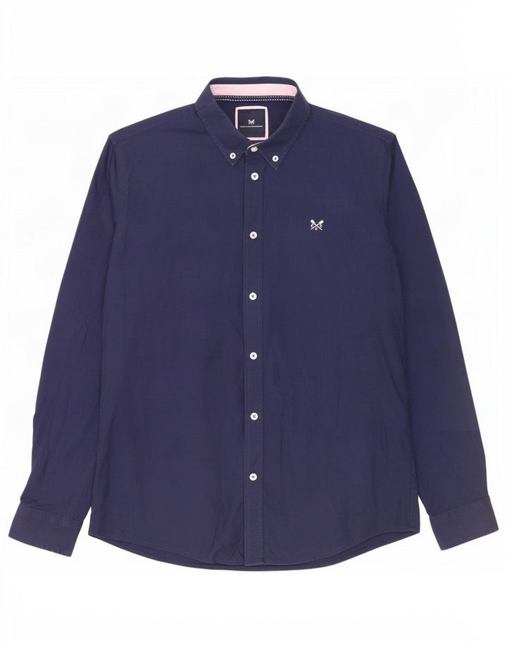 Crew Clothing Herren-Slim-Fit-Hemd aus mittlerer marineblauer Baumwolle
