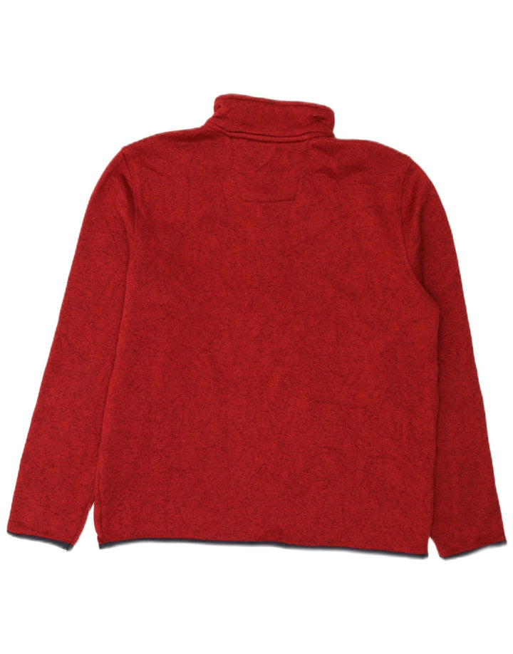 Nautica Herren-Sweatshirt mit Reißverschluss am Hals, großes bordeauxrot meliertes Polyester