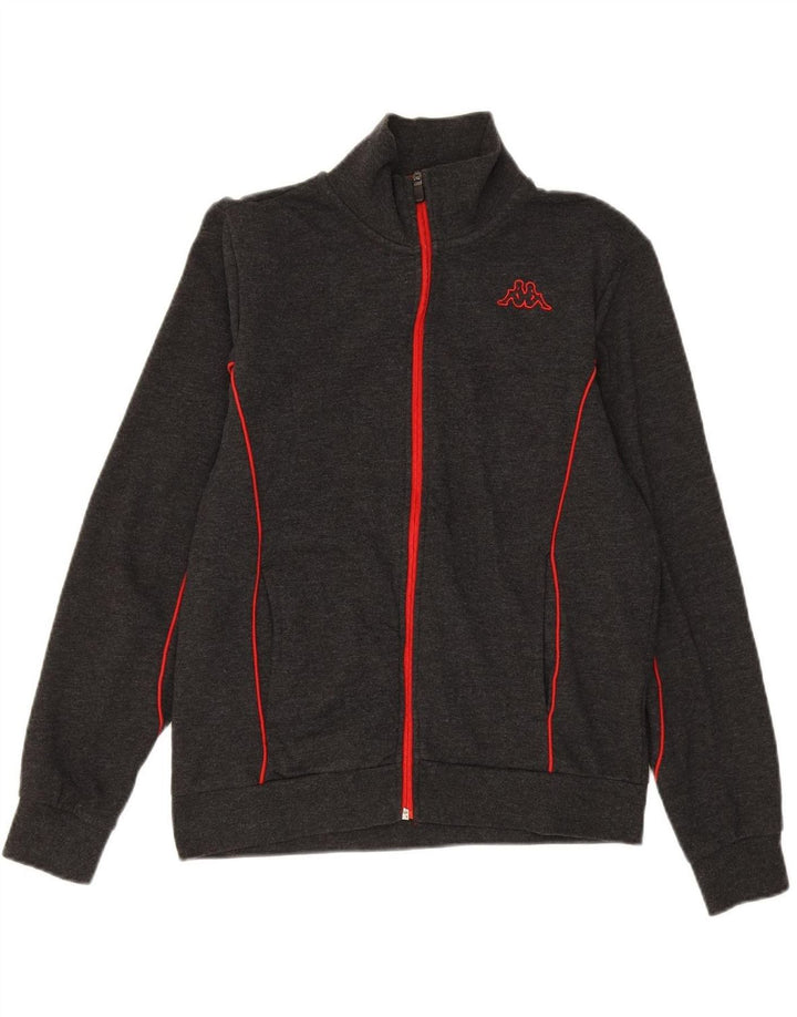 KAPPA Womens Tracksuit Top Jacket UK 14 Medium Grey Cotton