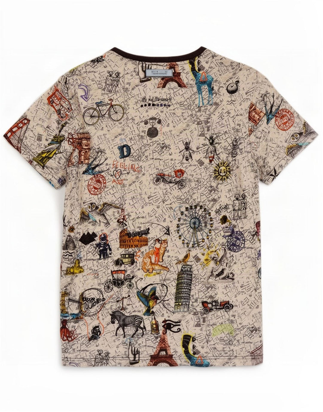 Desigual Herren-T-Shirt mit Grafik, groß, mehrfarbig, Baumwolle