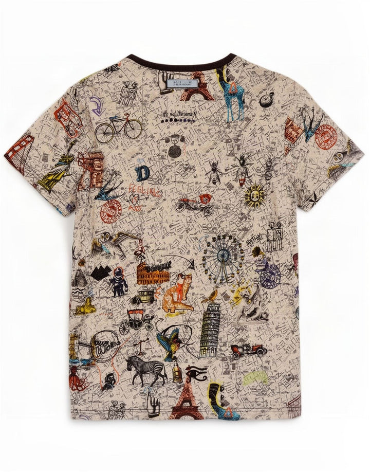 Desigual Herren-T-Shirt mit Grafik, groß, mehrfarbig, Baumwolle
