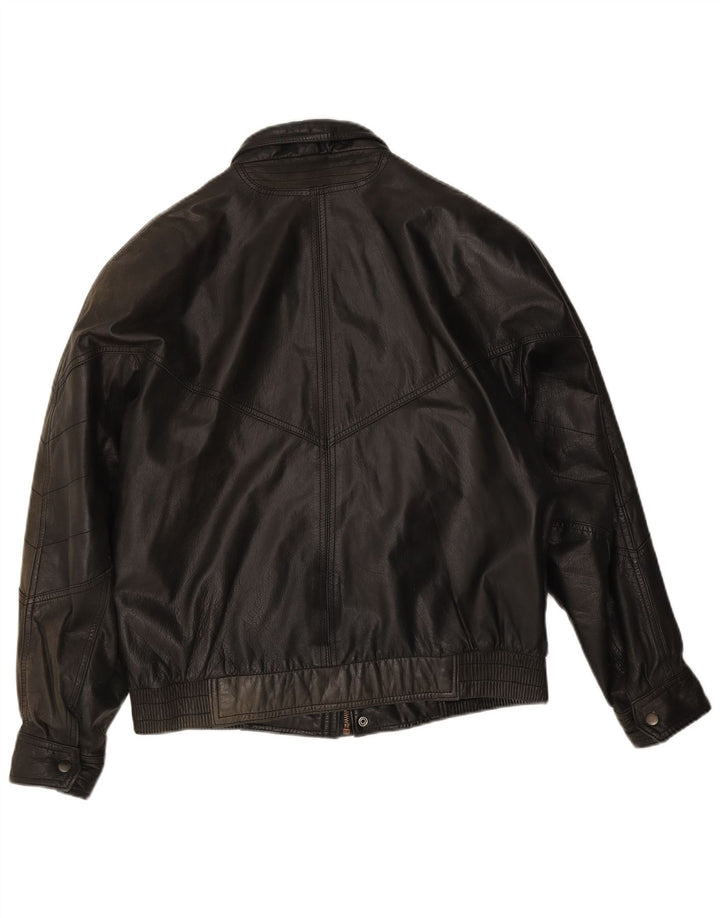 Vintage Herren Lederjacke IT 48 Mittelschwarzes Leder