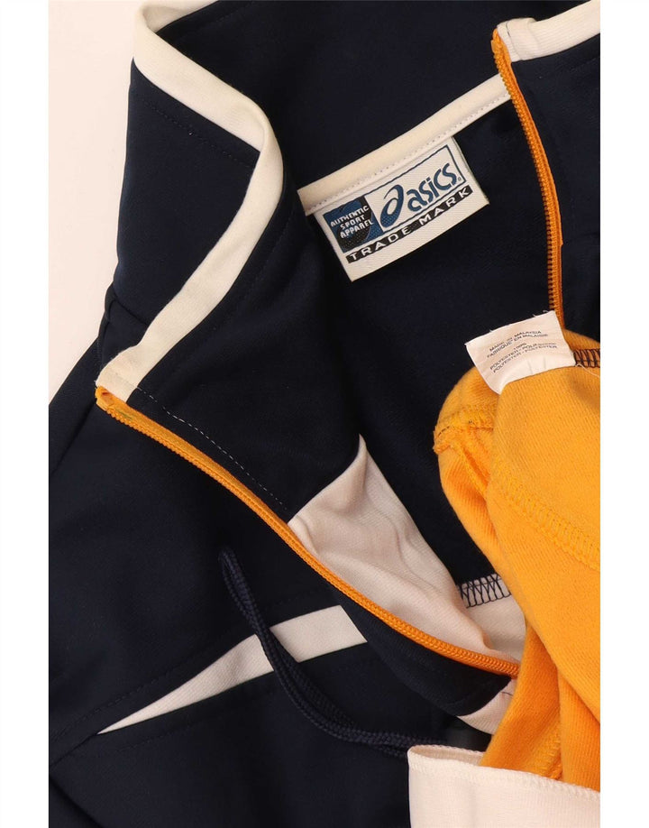 Asics Herren-Trainingsanzug-Top-Jacke, großes marineblaues Farbblock-Polyester