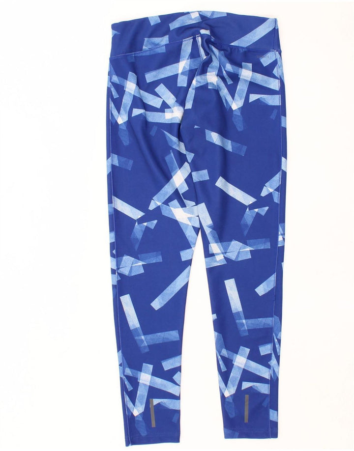 ADIDAS Womens Climalite Leggings UK 12/14 Medium  Blue Geometric Polyester Vintage Adidas and Second-Hand Adidas from Messina Hembry 