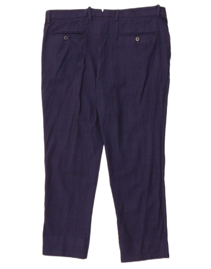 Massimo Dutti Herren-Hose, kurz geschnitten, EU 44, Größe L, W34, L25, Marineblau kariert