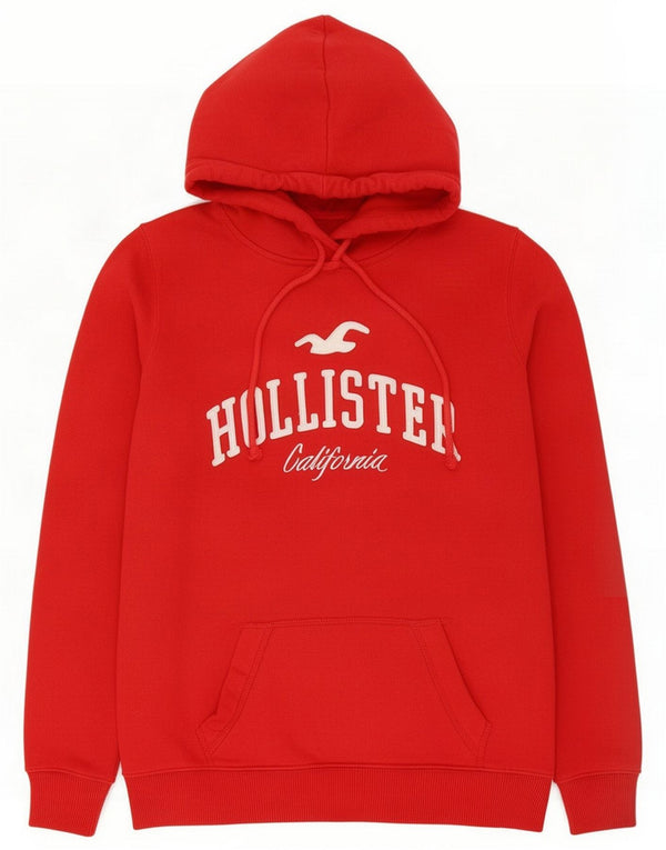 Hollister Mens Graphic Hoodie Jumper Small Red Cotton