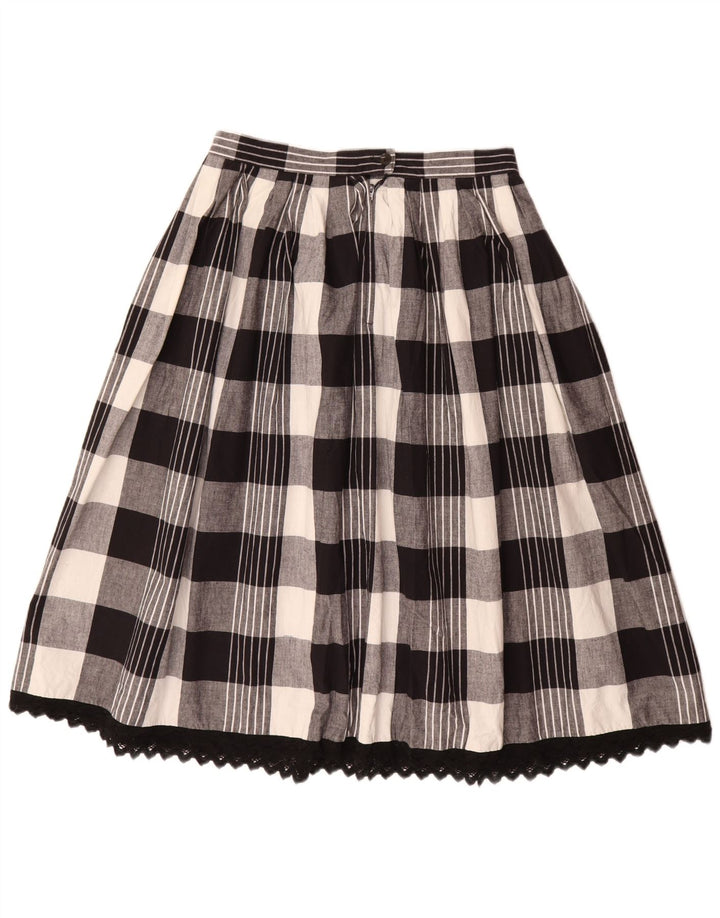 Vintage Damen A-Linienrock W30 Mittelschwarz kariert