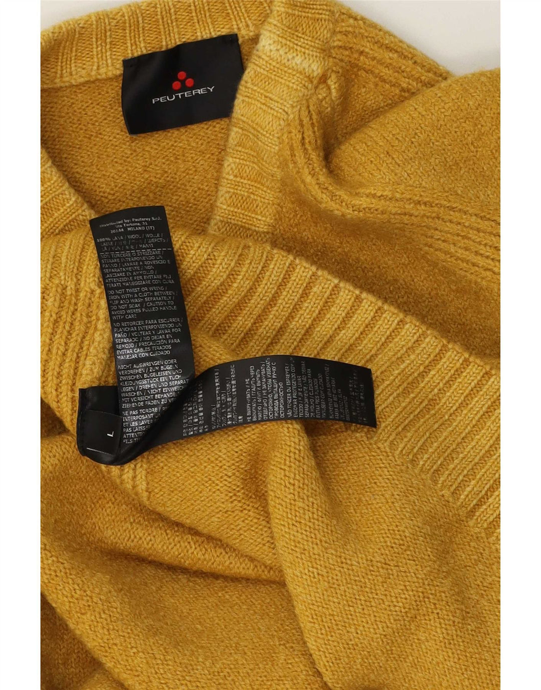 PEUTEREY Herren-Pullover mit Rundhalsausschnitt, große gelbe Wolle
