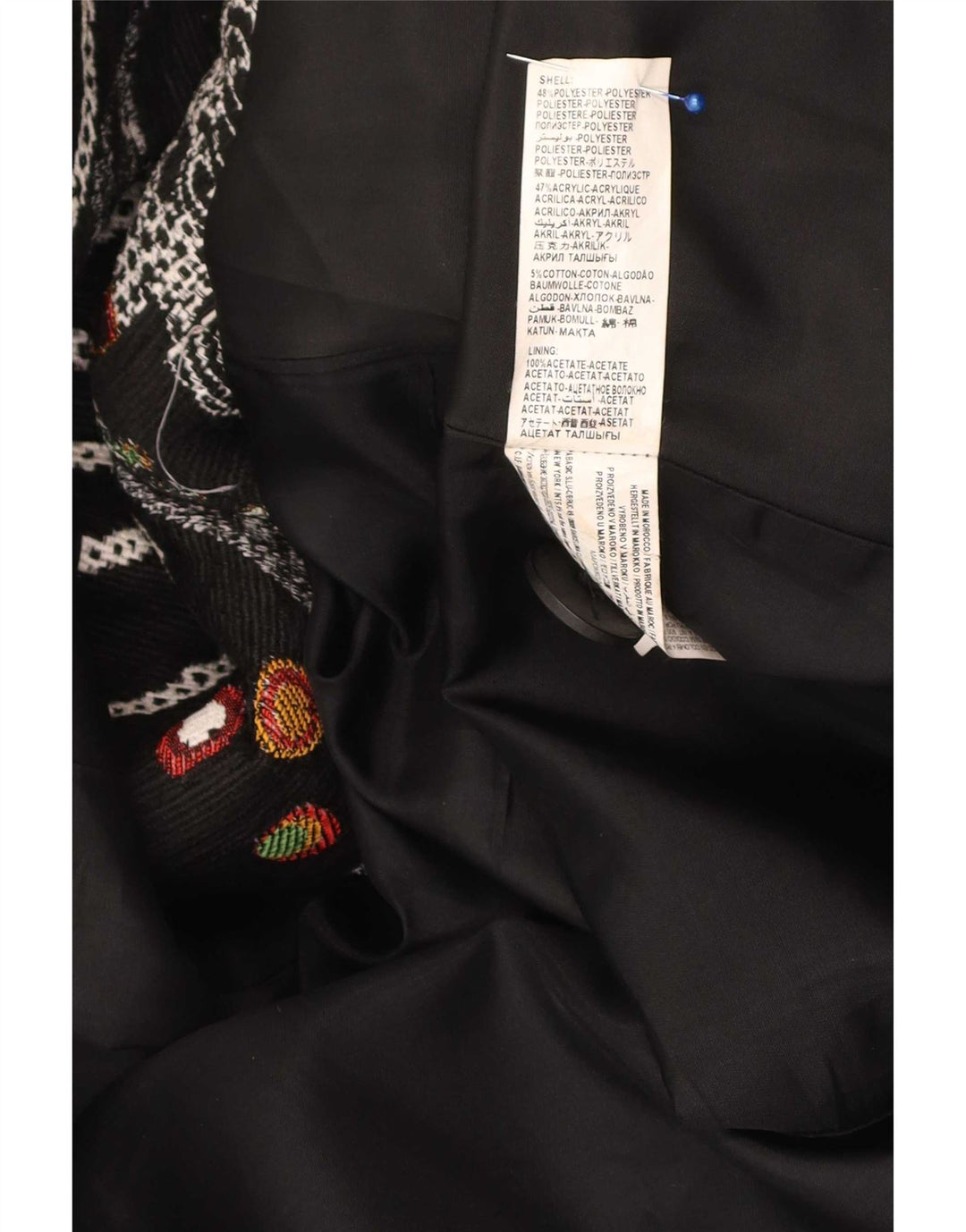 Desigual Damen-Mantel mit abstraktem Muster, EU 46, XL, schwarzes Blumenmuster, Polyester