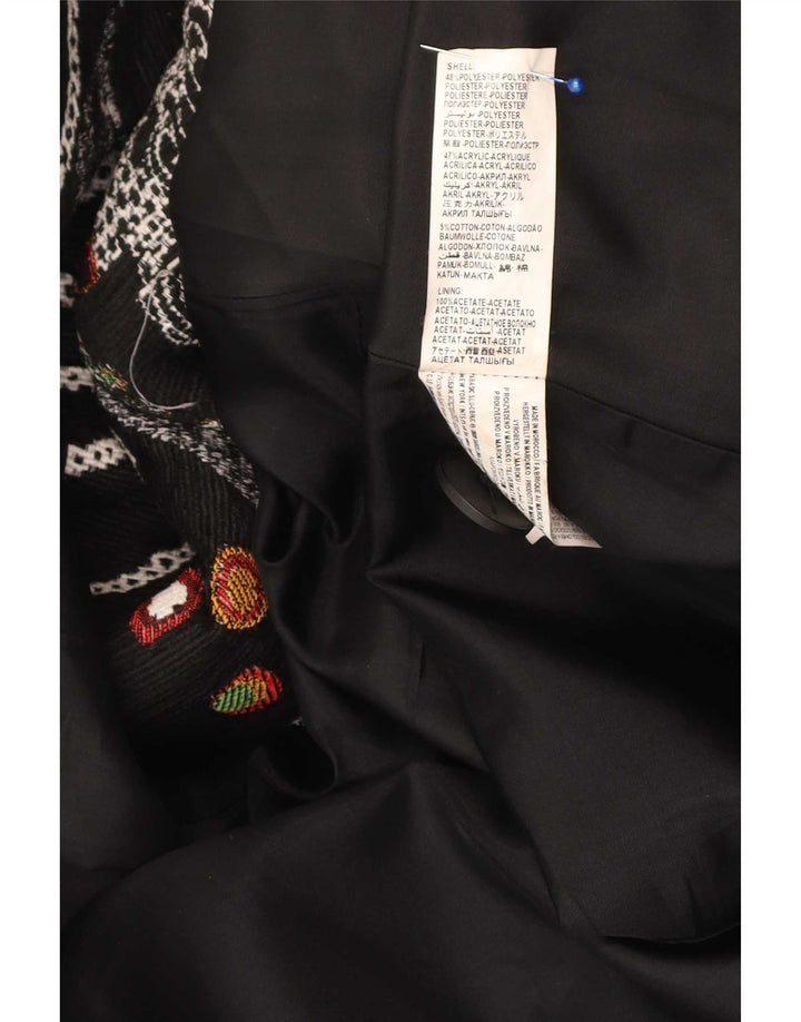 Desigual Damen-Mantel mit abstraktem Muster, EU 46, XL, schwarzes Blumenmuster, Polyester