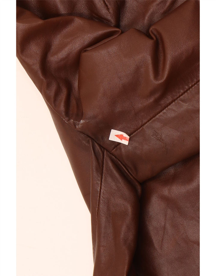 Vintage Damen 3-Knopf-Lederblazerjacke UK 12 Mittelbraun