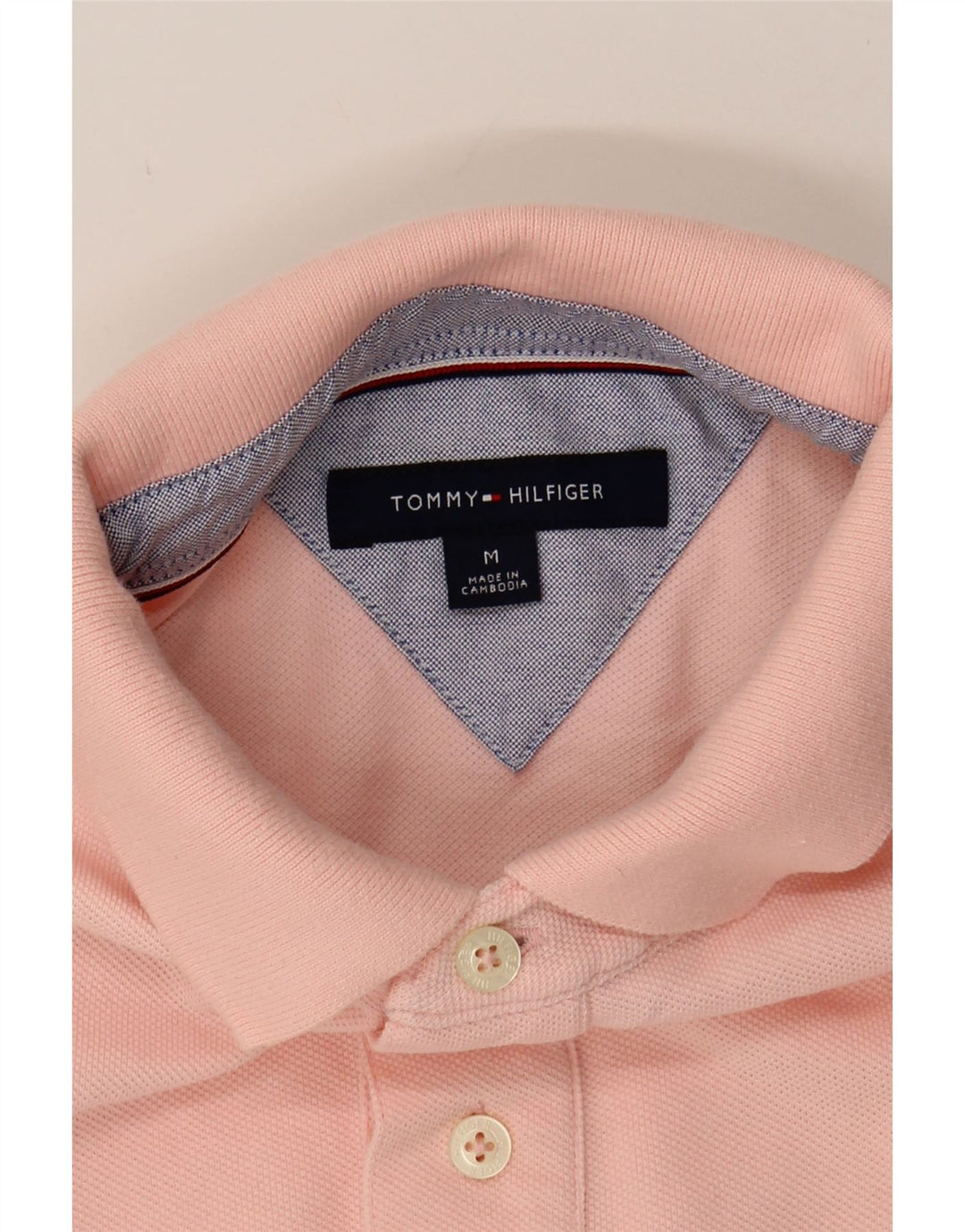 TOMMY HILFIGER Mens Polo Shirt Medium Pink Cotton Vintage Tommy Hilfiger and Second-Hand Tommy Hilfiger from Messina Hembry 