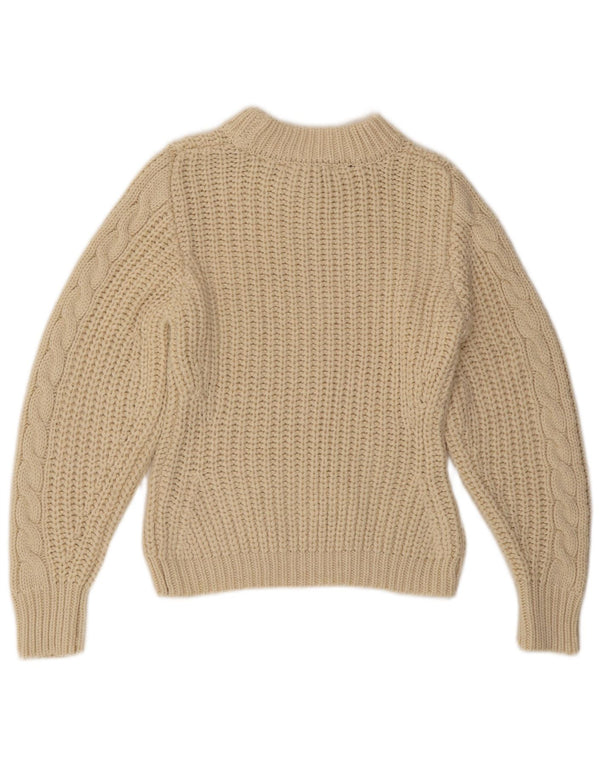 ZARA Damen Crop Rollkragenpullover Pullover UK 14 Medium Beige Polyester