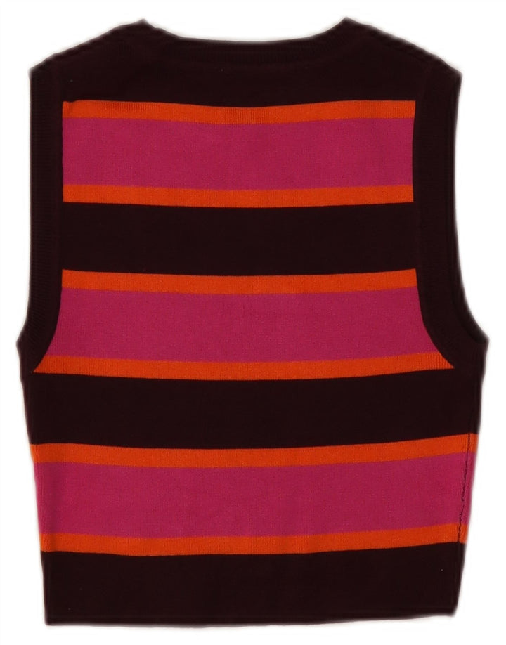 Zara Damen Crop Vest Top UK 12 Medium Mehrfarbig gestreifte Viskose
