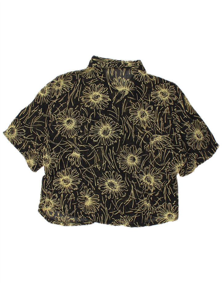 CLOCK HOUSE Damen Kurzarm-Hemdbluse IT 40 Small Black Floral