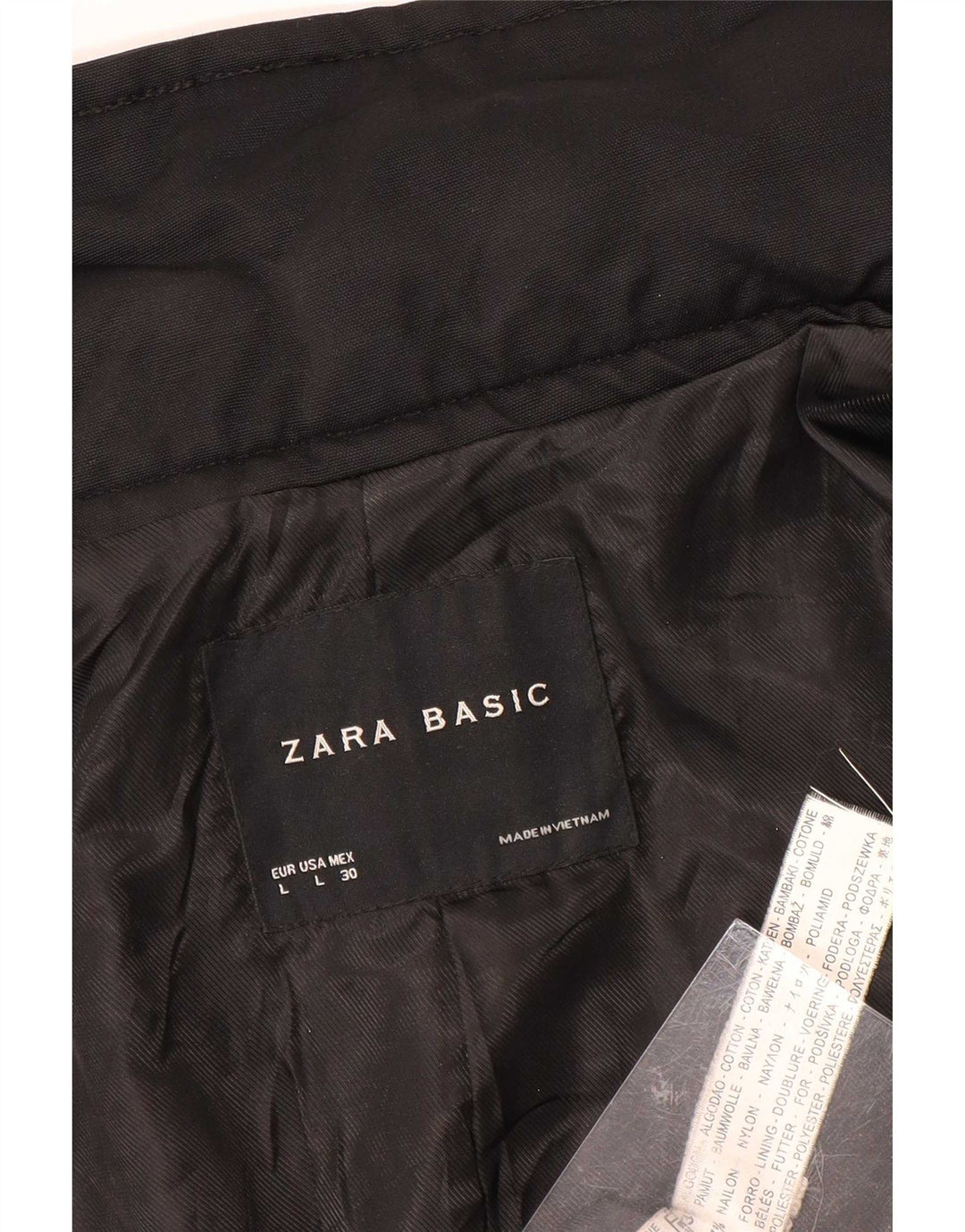 Zara Damen Kurzer Trenchcoat UK 14 Große schwarze Baumwolle