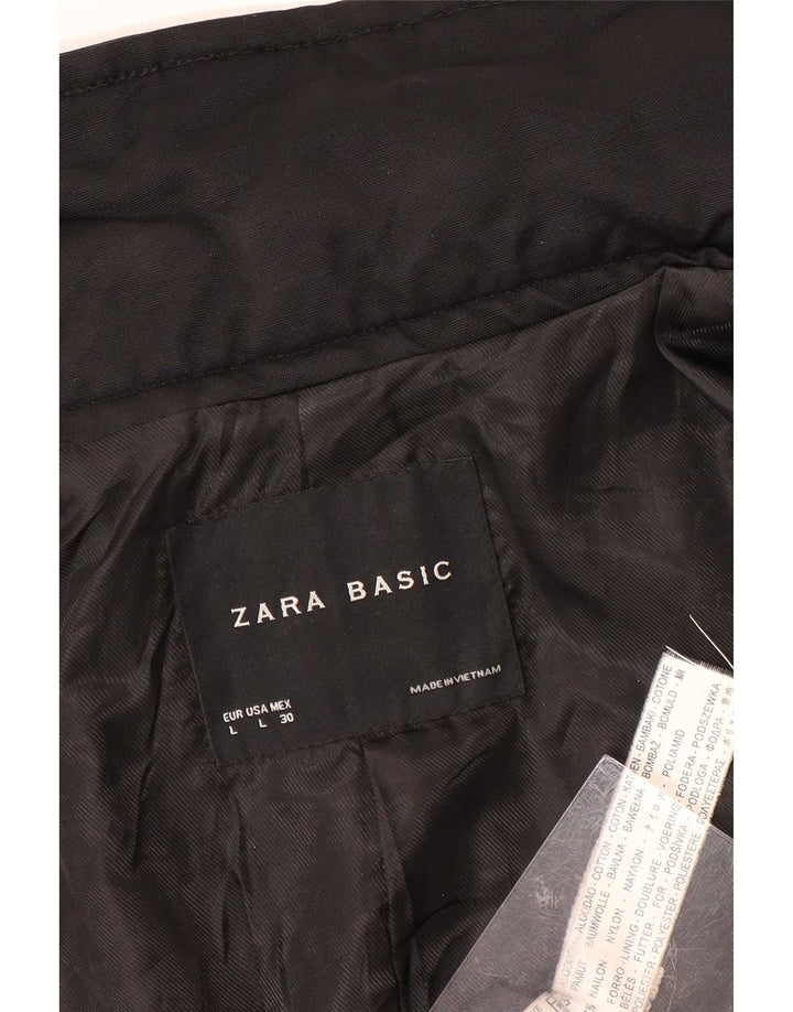 Zara Damen Kurzer Trenchcoat UK 14 Große schwarze Baumwolle
