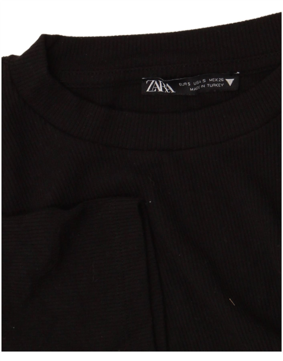 Zara Damen Crop Bluse Top UK 8 Small Schwarz