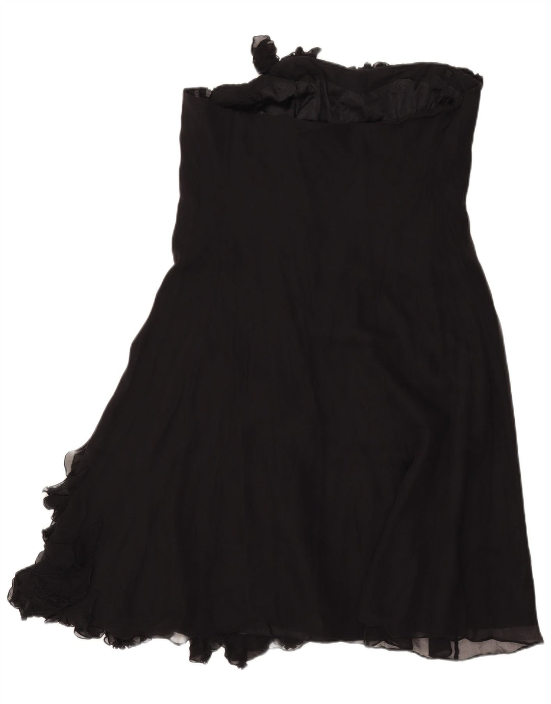 Coast Trägerloses Damenkleid mit Rüschen vorne, UK 18, XL, schwarze Seide