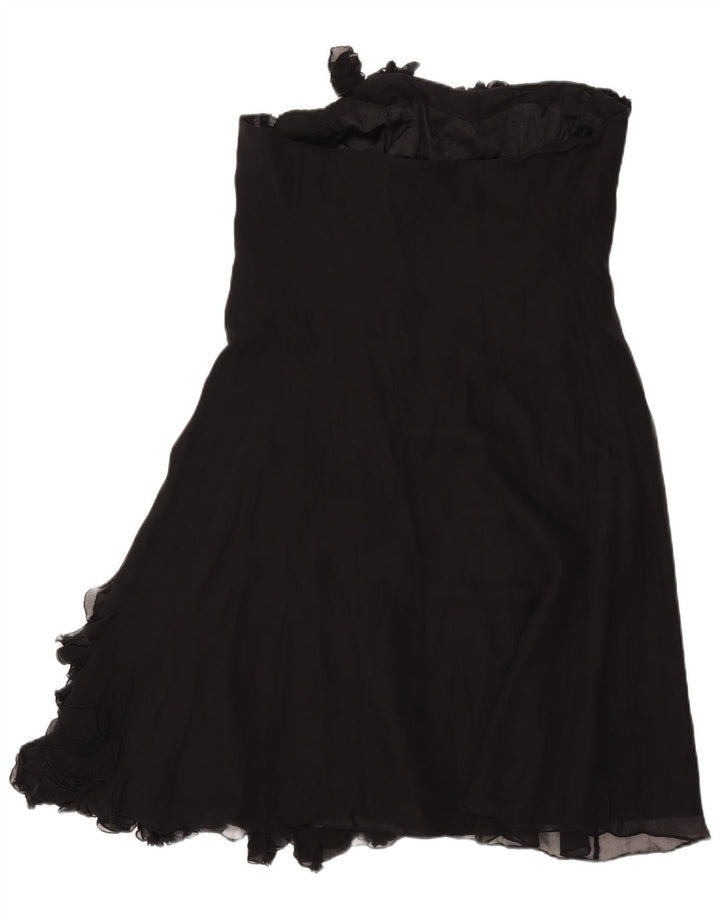 Coast Trägerloses Damenkleid mit Rüschen vorne, UK 18, XL, schwarze Seide