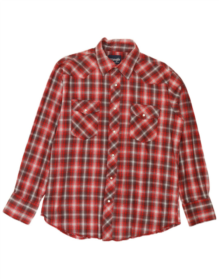 Wrangler Herren-Western-Flanellhemd, groß, rot kariert, Baumwolle