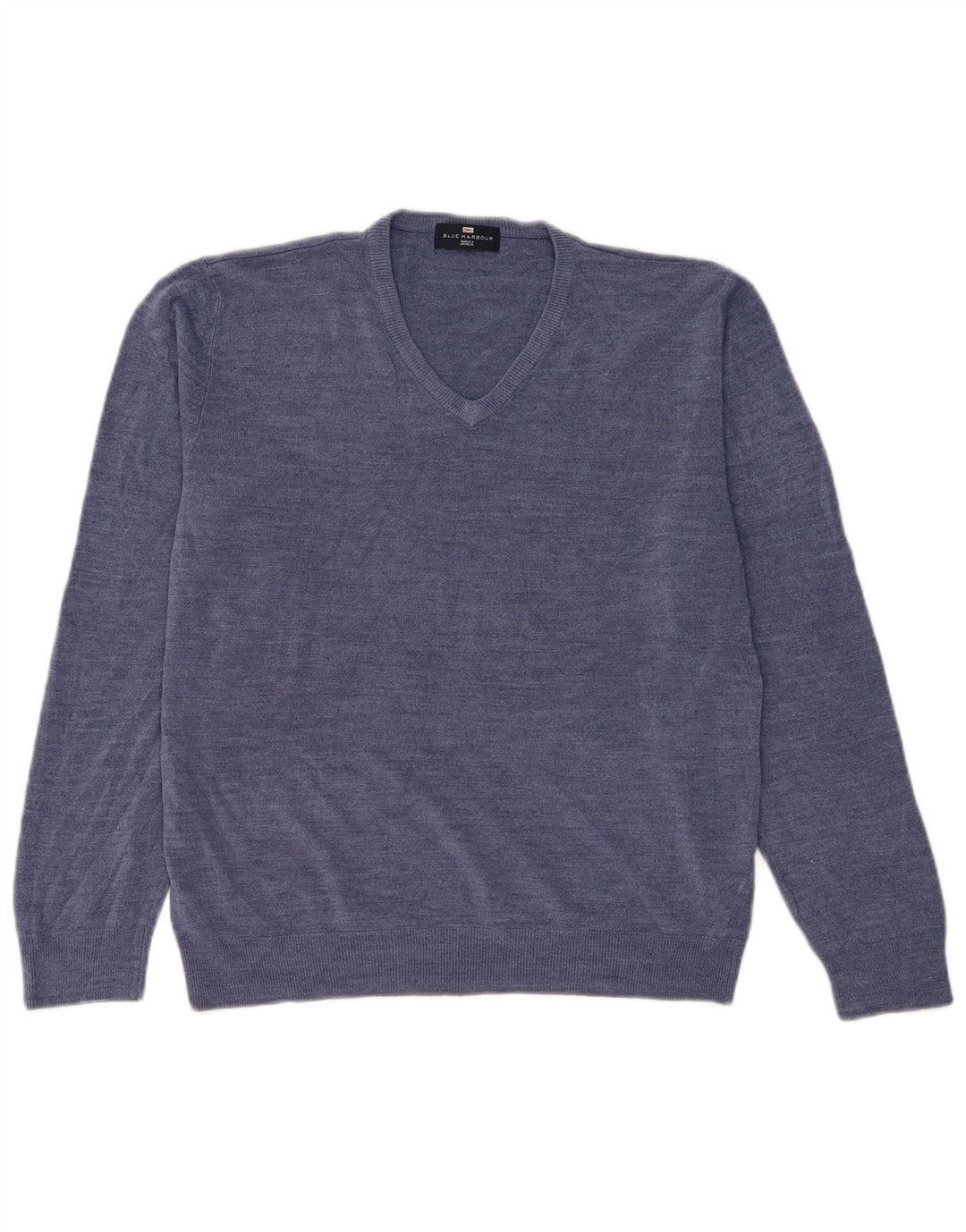 Marks & Spencer Herren Blue Harbor V-Ausschnitt Pullover Pullover Large Blau Acryl