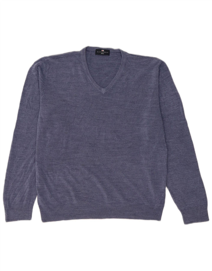 Marks & Spencer Herren Blue Harbor V-Ausschnitt Pullover Pullover Large Blau Acryl