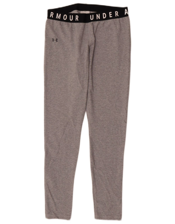 Under Armour Damen Graphic Leggings UK 14 Mittelgraue Colourblock-Baumwolle