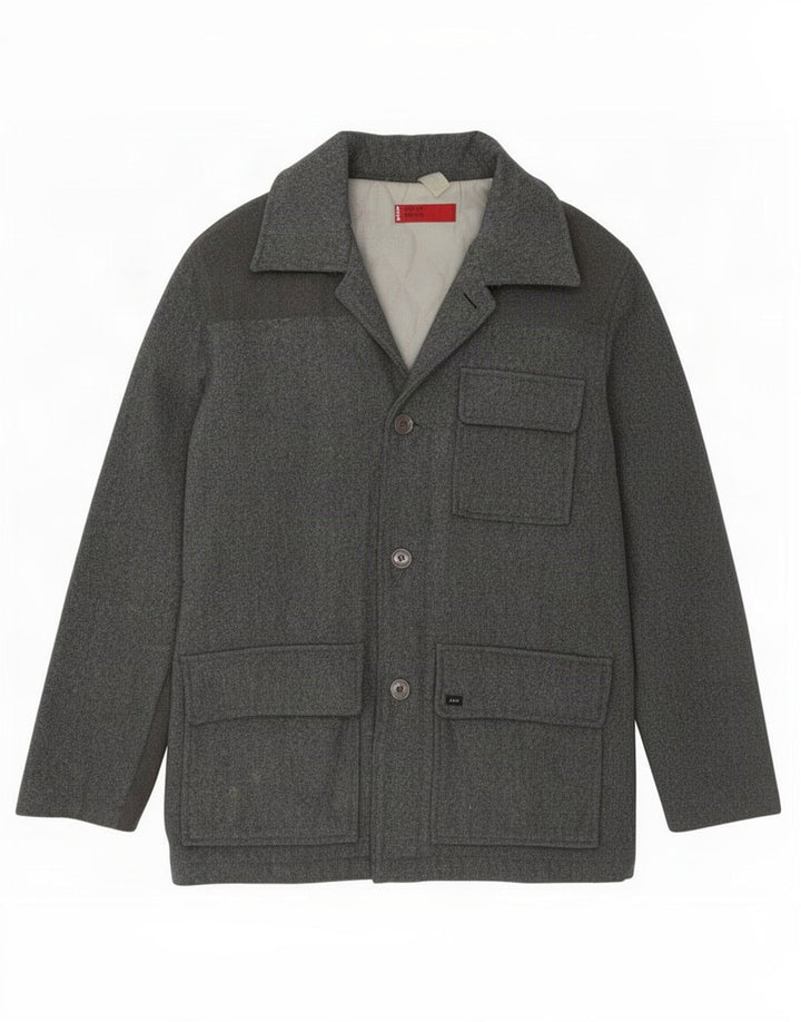 Levi's Herren-Windbreaker-Mantel mit 3 Knöpfen, UK 38, mittelgraue Wolle