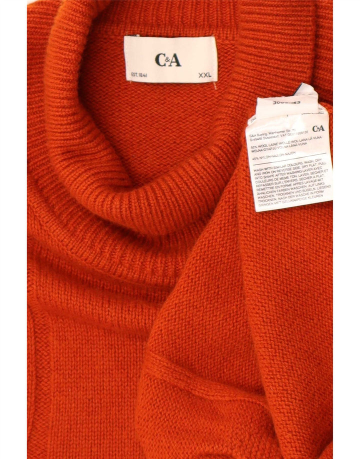 C&A Herren Rollkragenpullover Pullover 2XL Orange Wolle