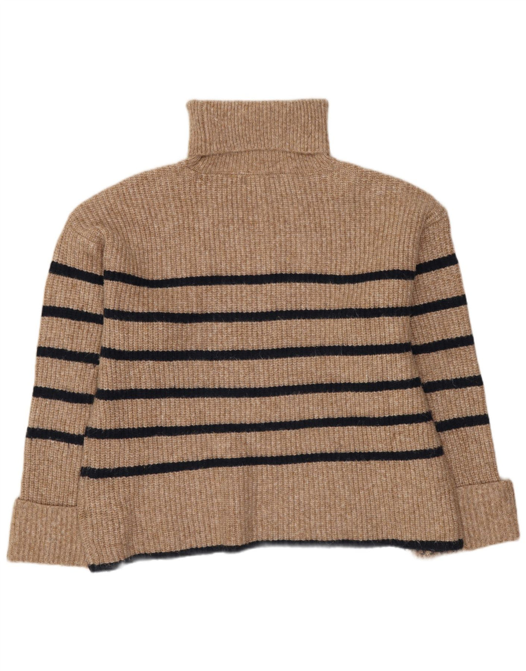 Marks & Spencer Rollkragenpullover für Damen, UK 14, Mittelbeige gestreift