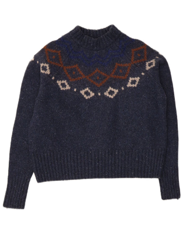 Cos Womens Crop Rollkragenpullover Pullover UK 10 Small Marineblau Geometrisch
