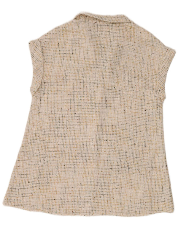 Ärmelloses Damen-Poloshirt von Zara, Gr. 14, mittelgrau, geflecktes Polyester