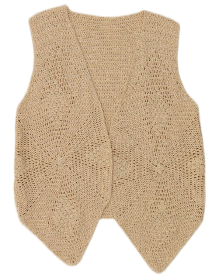 Vintage Damen Häkelweste UK 10 Small Beige