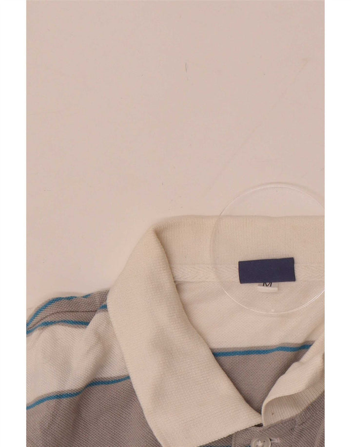 Asics Herren-Poloshirt aus mittelweißer, gestreifter Baumwolle