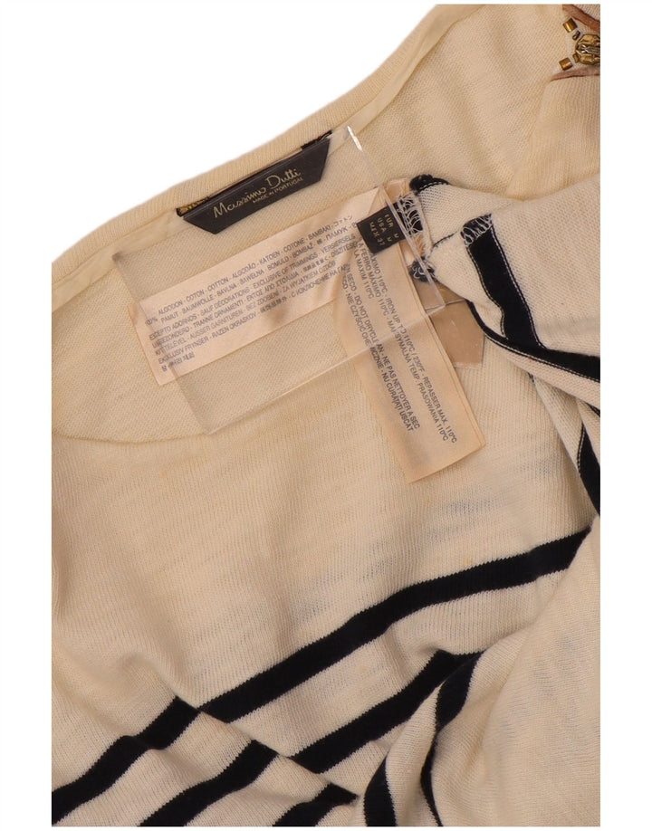 Massimo Dutti Damen-Top, 3/4-Ärmel, UK-Größe 12, mittelgrau, gestreift, Baumwolle