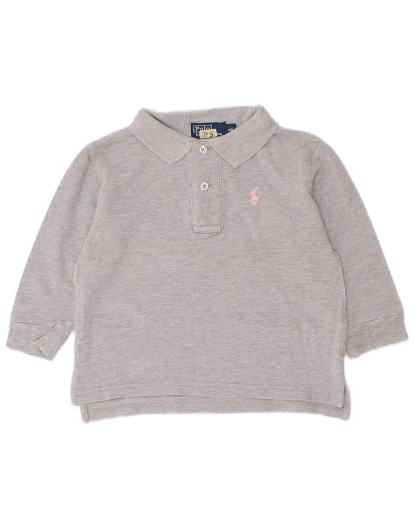 Polo Ralph Lauren Baby-Mädchen-Langarmshirt, 12–18 Monate, graue Baumwolle