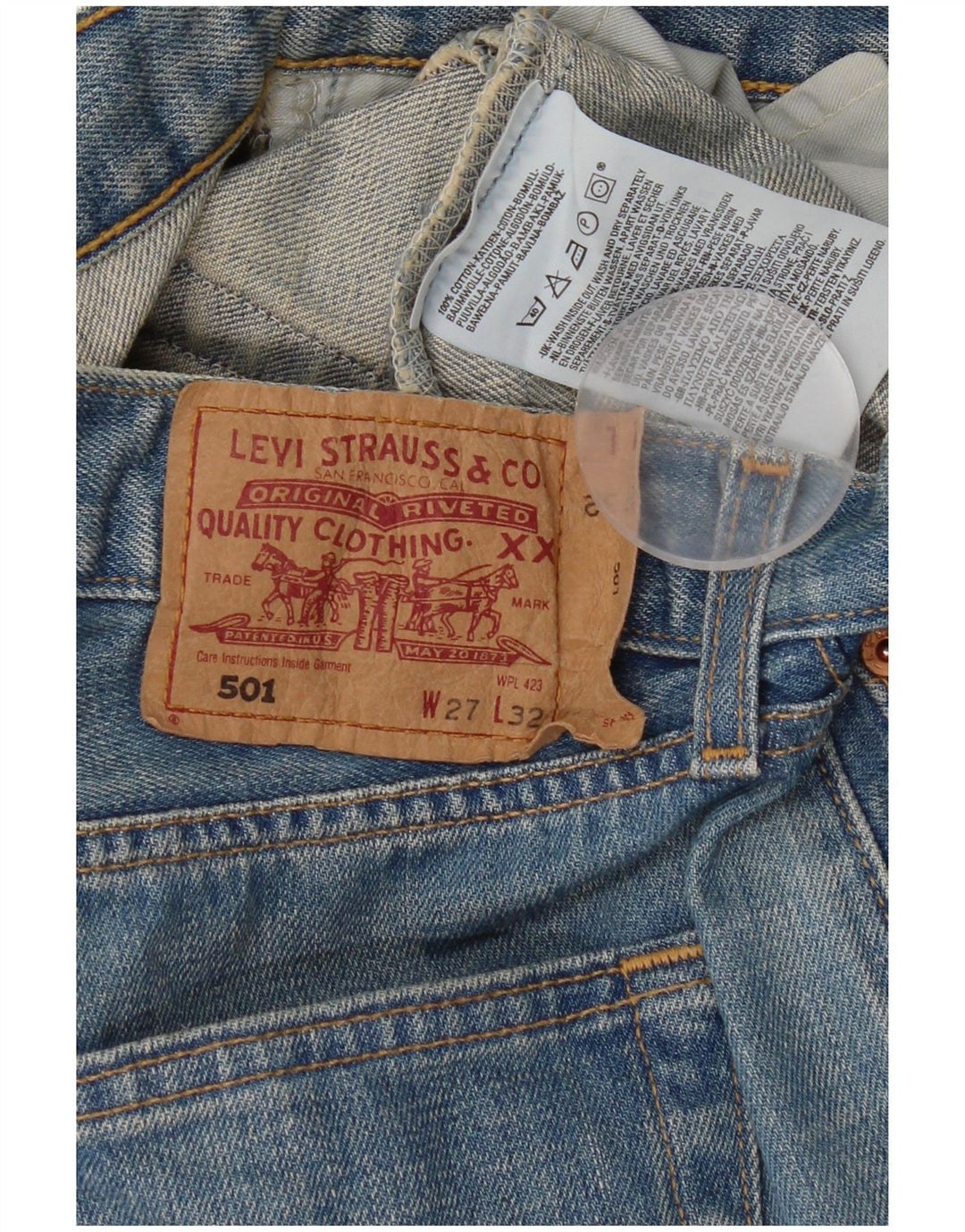 Levi's Herren 501 Straight Jeans W27 L32 Blaue Baumwolle