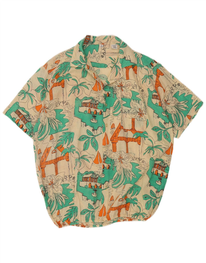 Vintage Herren-Hemd mit verrücktem Muster, Größe 41/42, groß, mehrfarbig, hawaiianisch