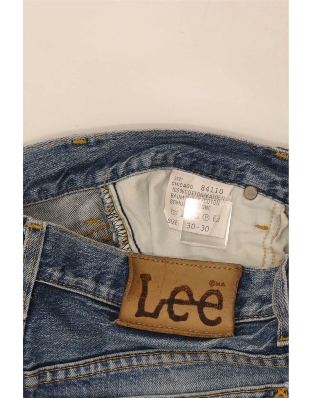 Lee Herren Chicago Distressed Denim Shorts W30 Mittelblaue Baumwolle