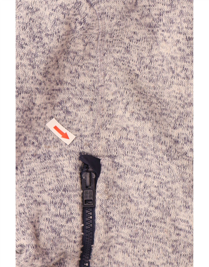 Superdry Damen-Kapuzenpullover mit Reißverschluss, UK 14, mittelgraues Colourblock-Polyester