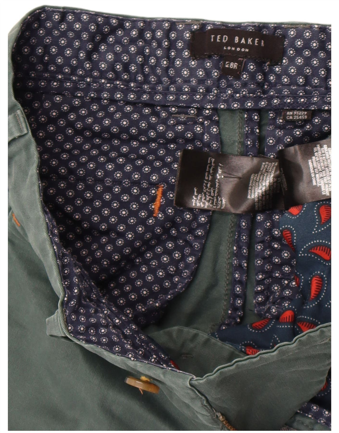 Ted Baker Slim Chino-Hose für Herren, W28, L31, grüne Baumwolle