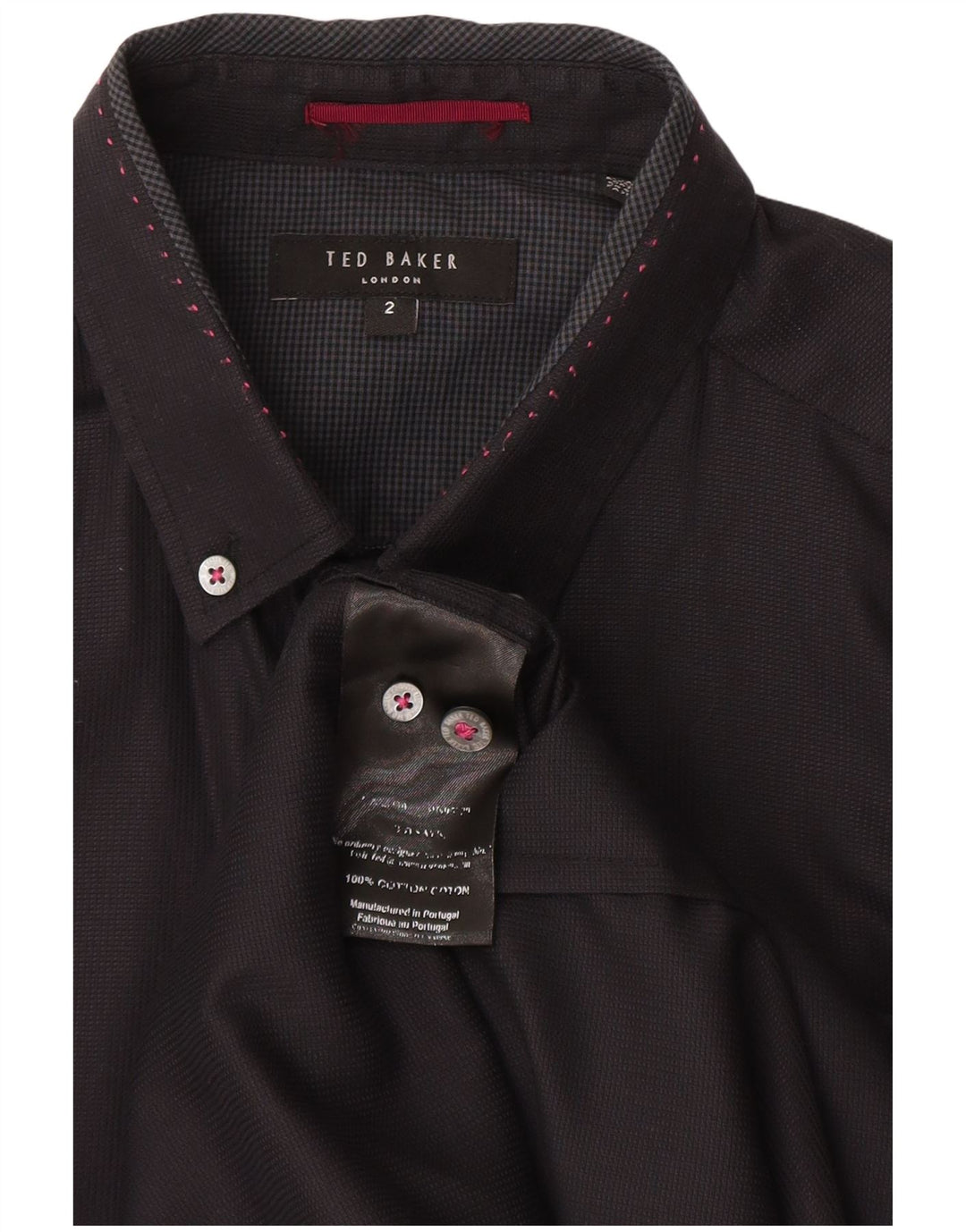 Ted Baker Herrenhemd, Größe 2, klein, marineblaue Baumwolle