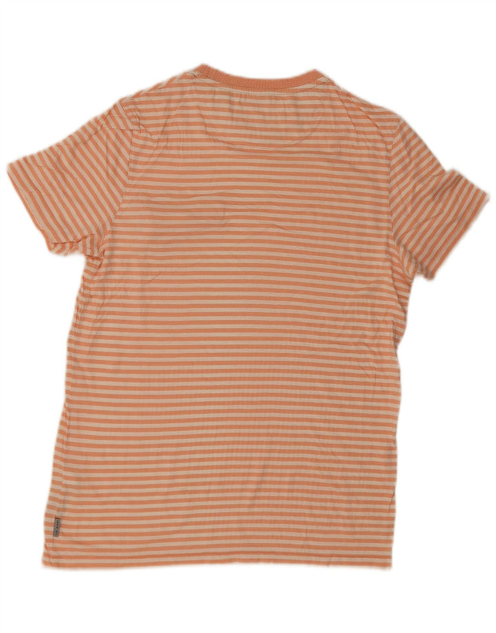 Ted Baker Herren T-Shirt Top Größe 3 Mittelorange gestreift aus Baumwolle