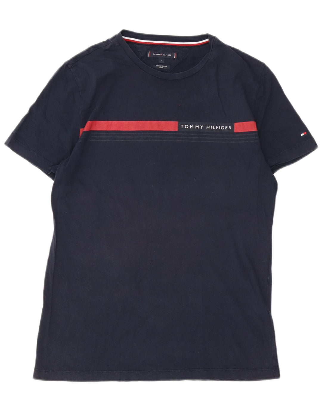 TOMMY HILFIGER Herren T-Shirt Top Medium Marineblau Colourblock Baumwolle
