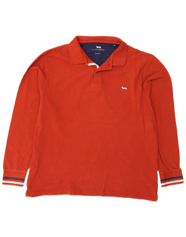 Harmont & Blaine Herren-Langarm-Poloshirt mit normaler Passform, 3XL, rot gestreift