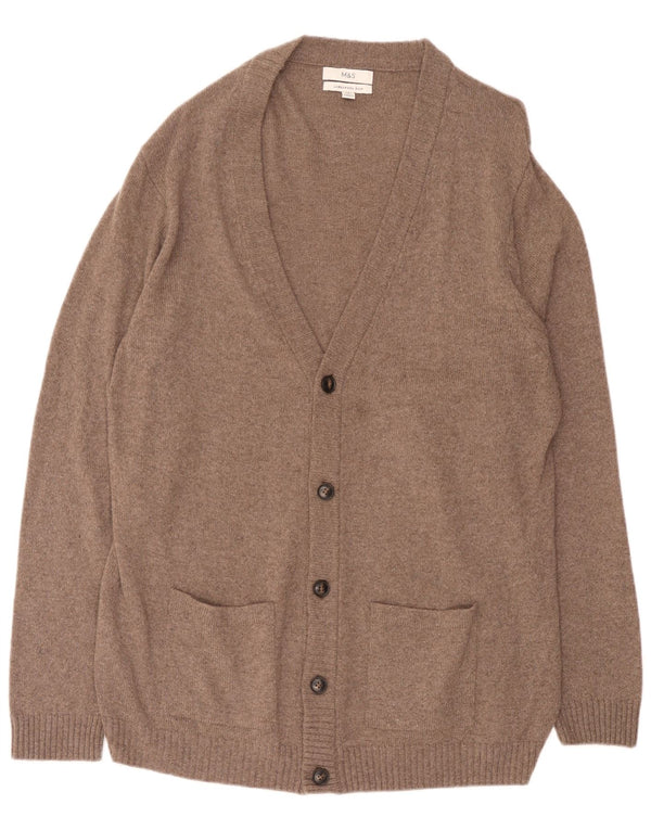 Marks & Spencer Herren-Cardigan-Pullover 2XL Braun gefleckte Wolle