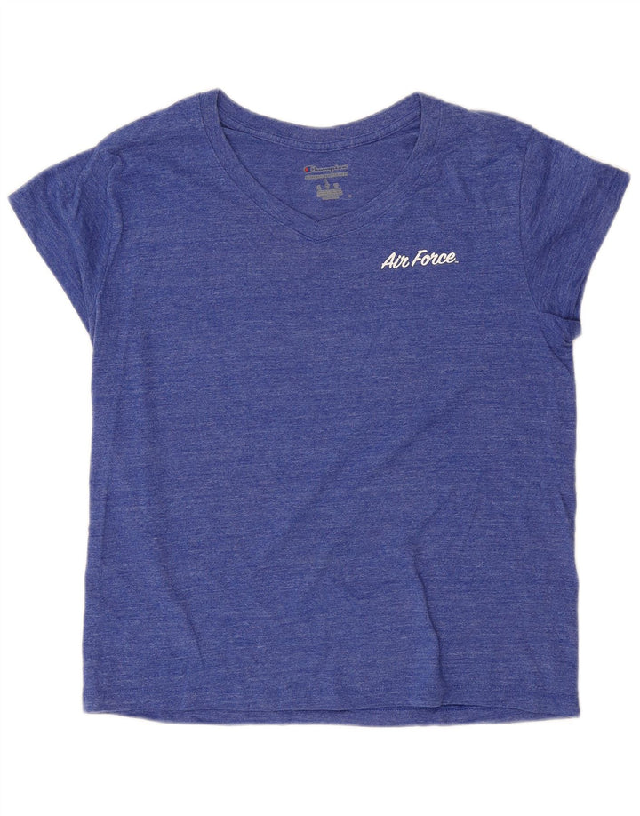 CHAMPION Damen Grafik-T-Shirt-Oberteil UK 16 Large Blau