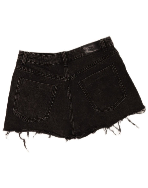 Zara Damen Jeansshorts EU 40 Medium W30 Schwarze Baumwolle