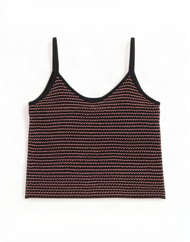 Zara Damen Crop Cami Top UK 10 Small Marineblau gestreift